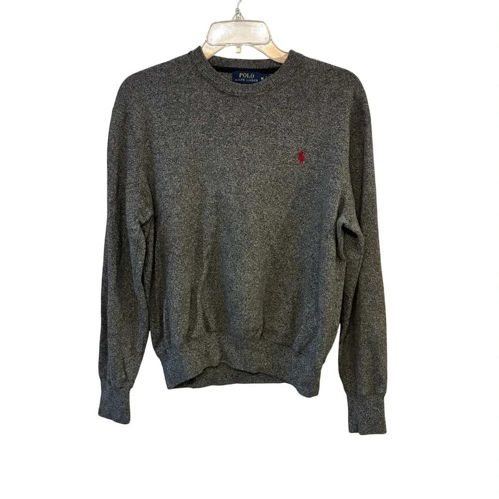 Polo Ralph Lauren Sweater Mens Medium Gray Cotton Crewneck Pony Logo