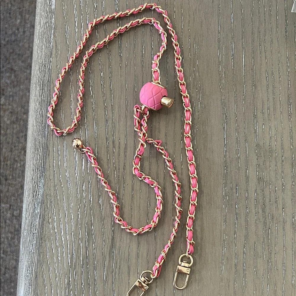 Pink leather and Gold Adjustable Chain for crossbody purse! New