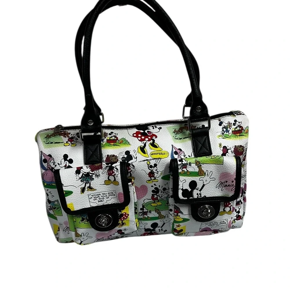 Disney Parks Mickey & Minnie Comic Tote Satchel Purse‎ Handbag