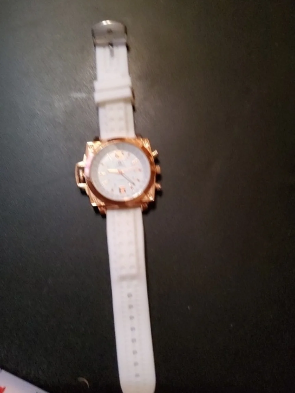 White Silicone Strap Watch with Rose Gold Case