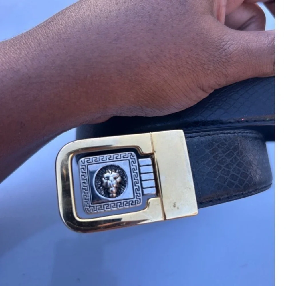 Vintage Lion Head V style Logo Clamp Buckle‎ belt Fits 1