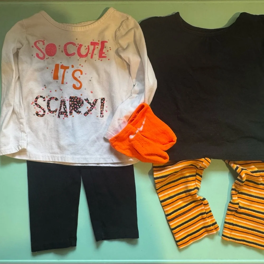 Size 2 Toddler‎ Halloween Lot - 2 leggings, 2 shirts, 1 socks