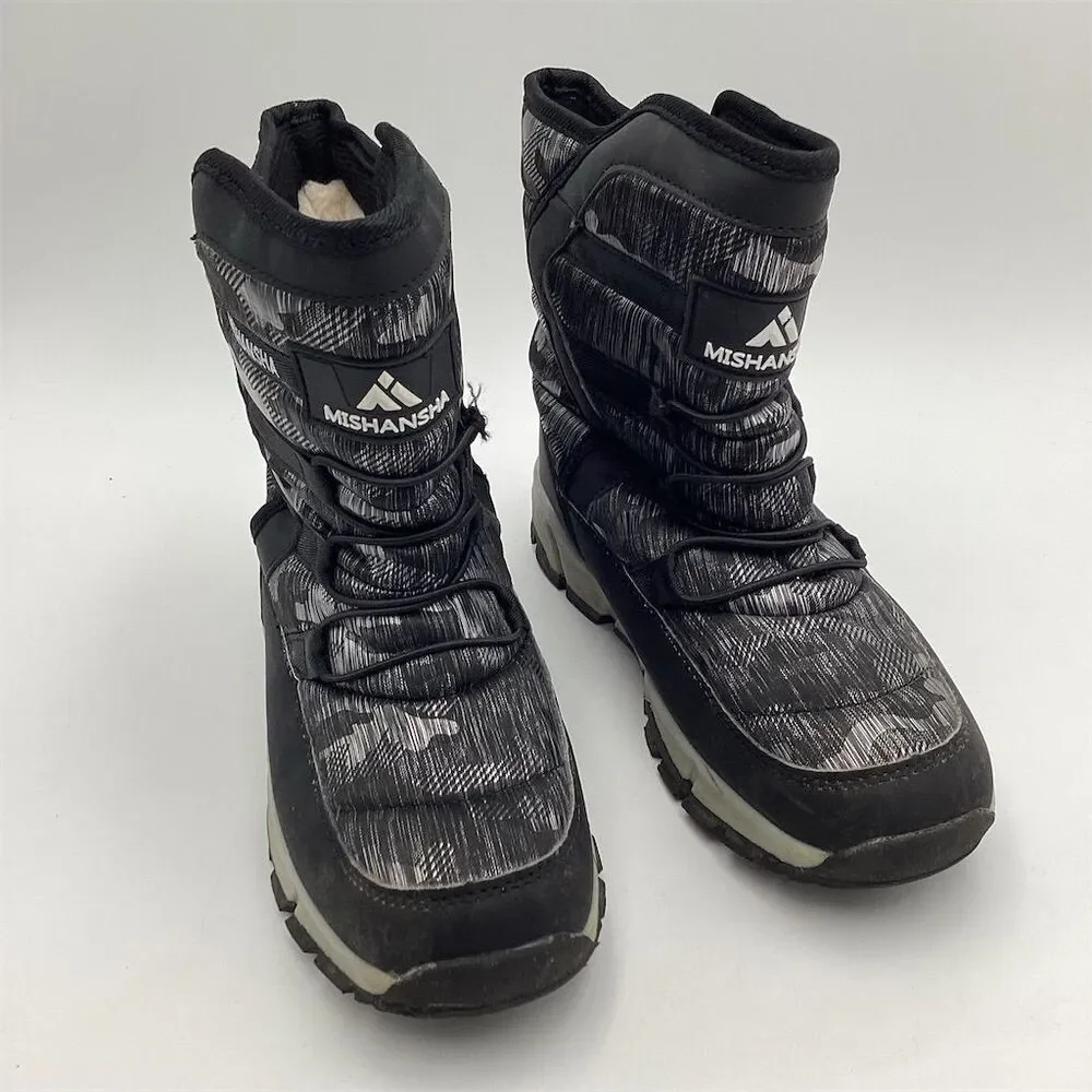 Mishansha Unisex Snow Boots‎ Black Lace Up Warm Winter Size 38