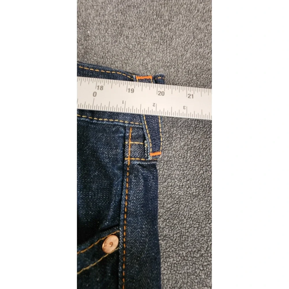True Religion Joey Flare Jeans Mens 38x30 Raw Denim‎ Made in USA Orange Stitch