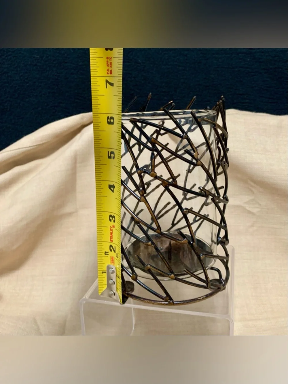🔍 Rustic Metal & Glass Hurricane Candle Holder Modern Farmhouse