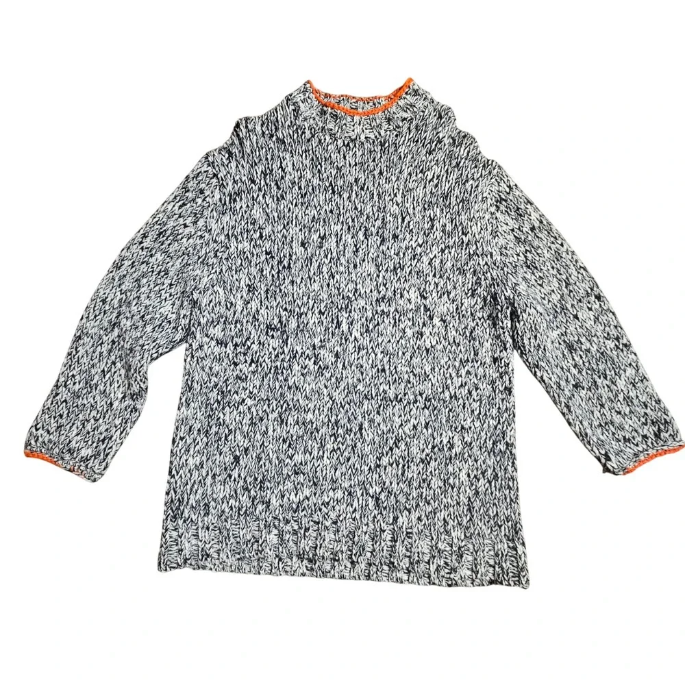 Banana Republic Mens 100% Lambswool Chunky Knit Mock Neck Sweater L Marled Gray