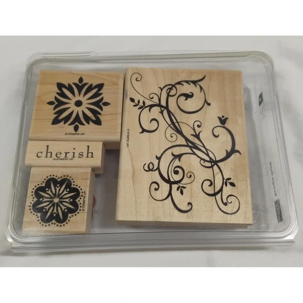 Vintage Stampin Up Baroque Motifs 4pc‎ Set Stamps Stamp New Used