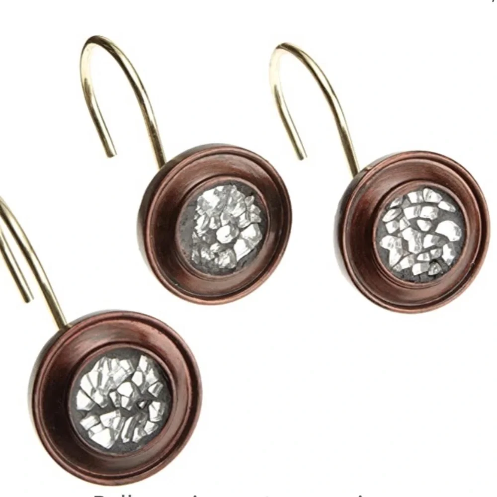 Popular Bath Elite Shower Hooks Set of 12 Resin Hooks Brown Bronze Silver