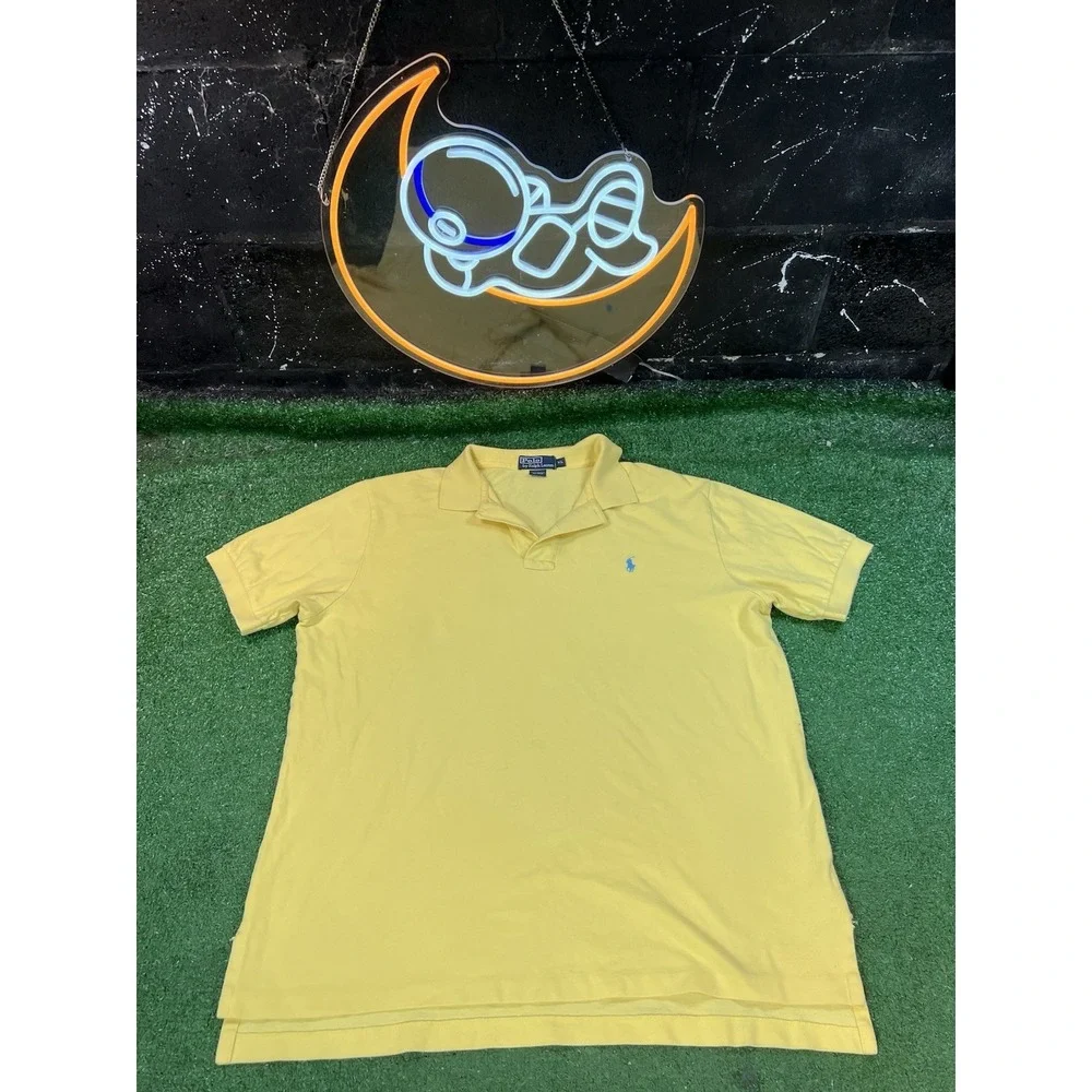 Polo Ralph Lauren Shirt Mens Size XL Yellow Short Sleeve Casual Preppy‎