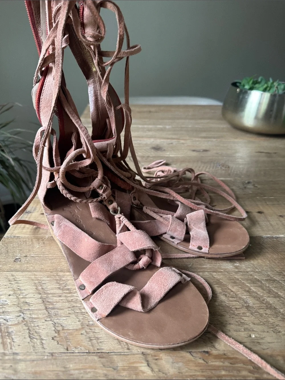 Free People peach suede