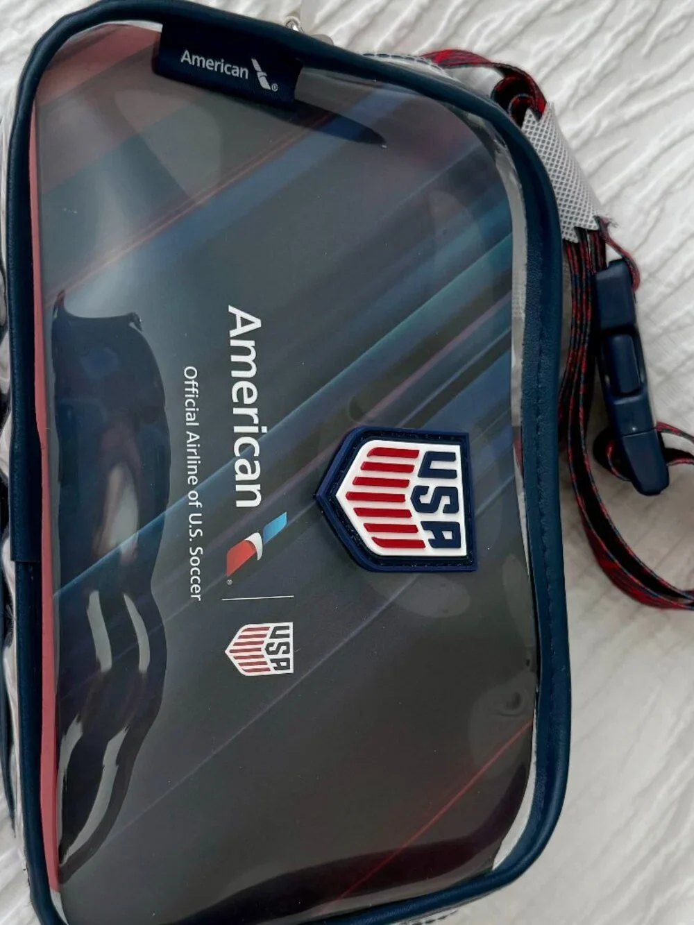 American Airlines x U.S. Soccer Clear Travel Toiletry Bag USA Logo NWT