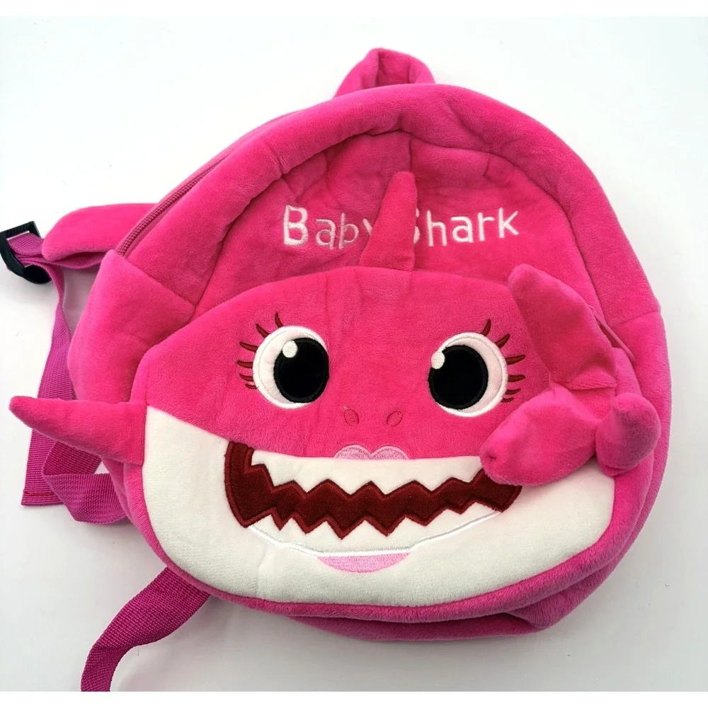 Pink Baby Shark Plush Backpack Kids Toddler Bag Soft Stuffed Toy Pink Plush