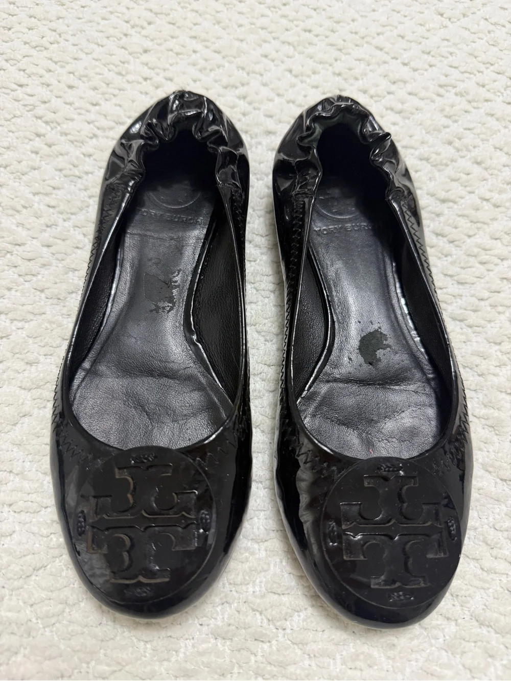 Tory Burch Reva Ballerina Patent Leather Flats Black Shoes Women’s Size 6.5
