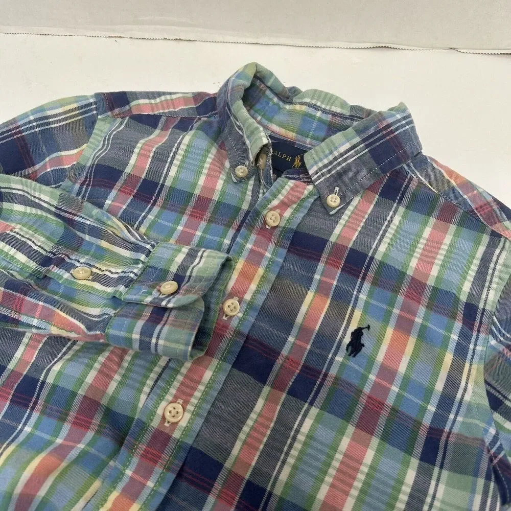 Ralph Lauren‎ Boys Multicolored Plaid Long Sleeved Cotton Shirt Size 4