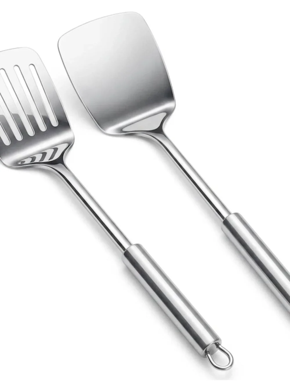 Silver Spatula Set, 13.5-inch Stainless Steel Solid & Slotted Spatula Turner, He