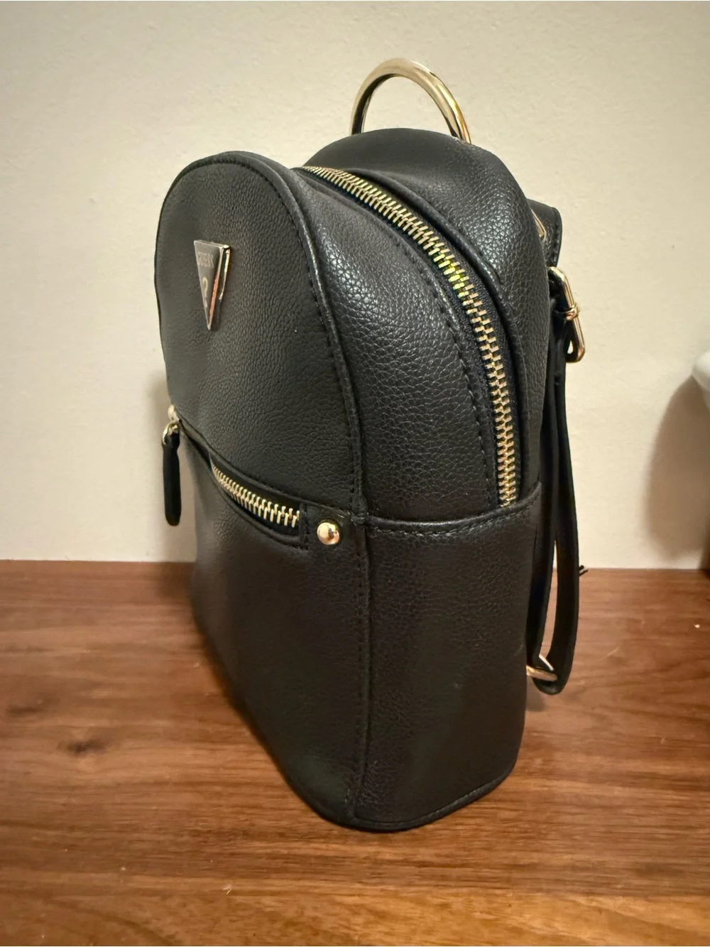 Guess 2 in 1 Black Mini Backpack with Silver Hardware