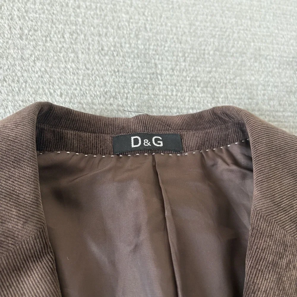 D&G Dolce &Gabbana Blazer IT 48 Brown Corduroy Wool Super 150s Elbow Patch