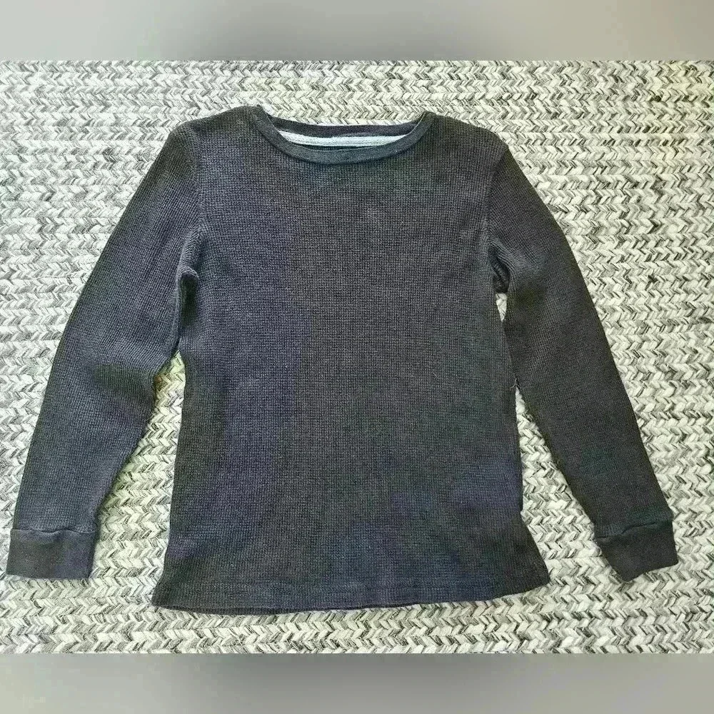 Old Navy long sleeve Black waffle‎ knit thermal size Small 6/7