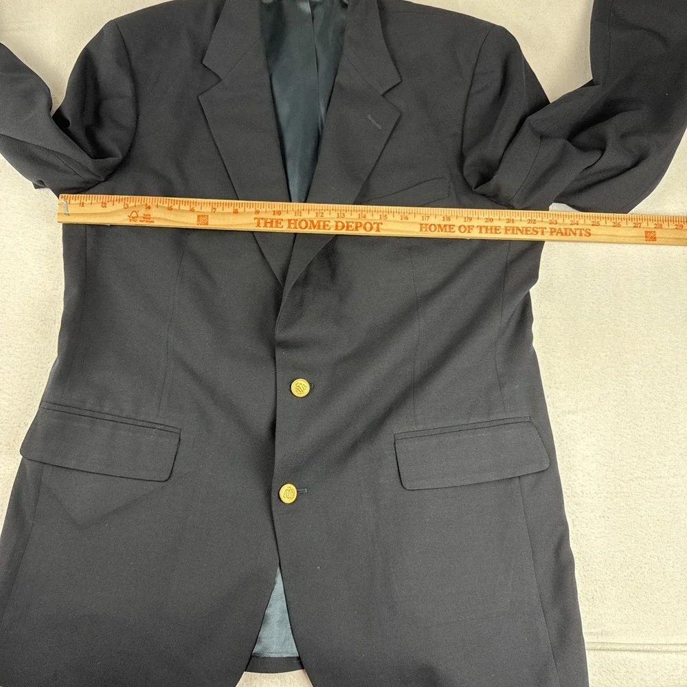 VTG Brooks Brothers Brooksease Mens Black Blazer Gold Buttons 44L Wool Classic