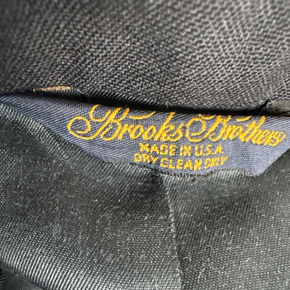 VTG Brooks Brothers Brooksease Mens Black Blazer Gold Buttons 44L Wool Classic