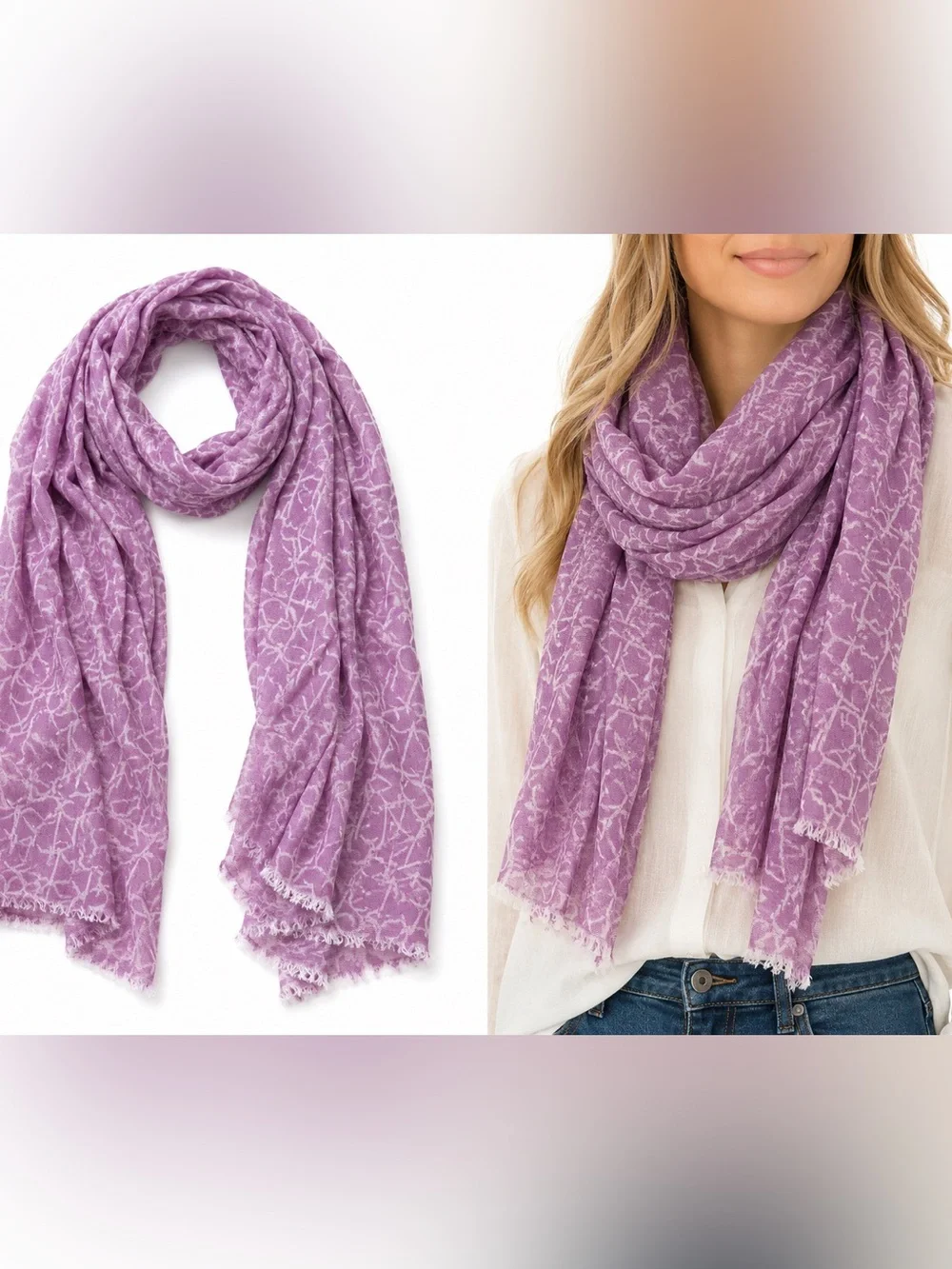 Calvin Klein Lavender Patterned Lightweight Women's Scarf
