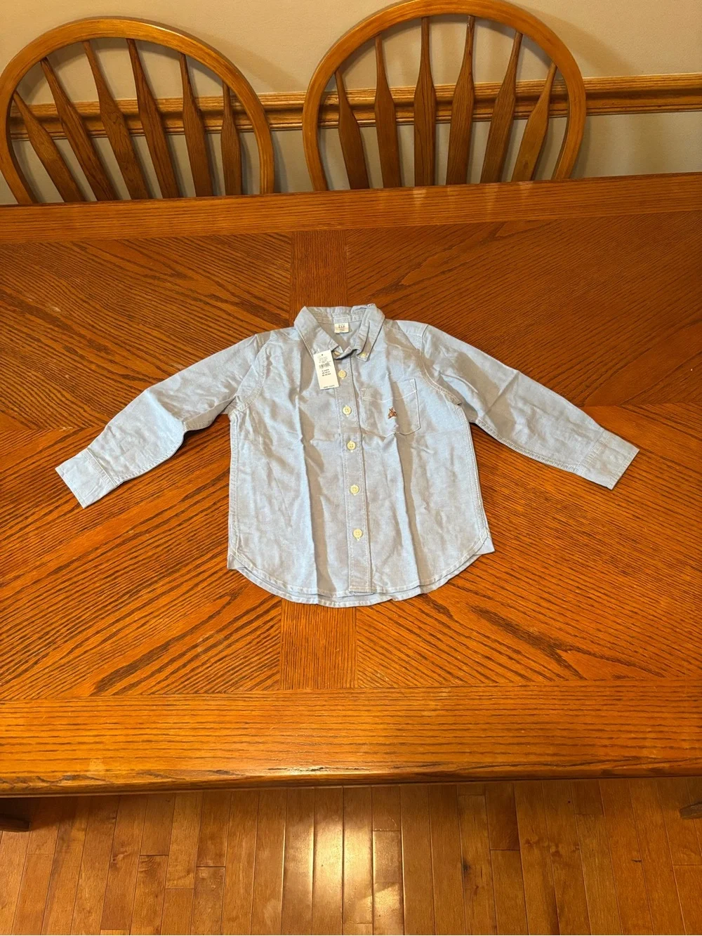 Baby Gap Toddler Boys 4 Years Light Blue Oxford Long Sleeve Button Down Shirt