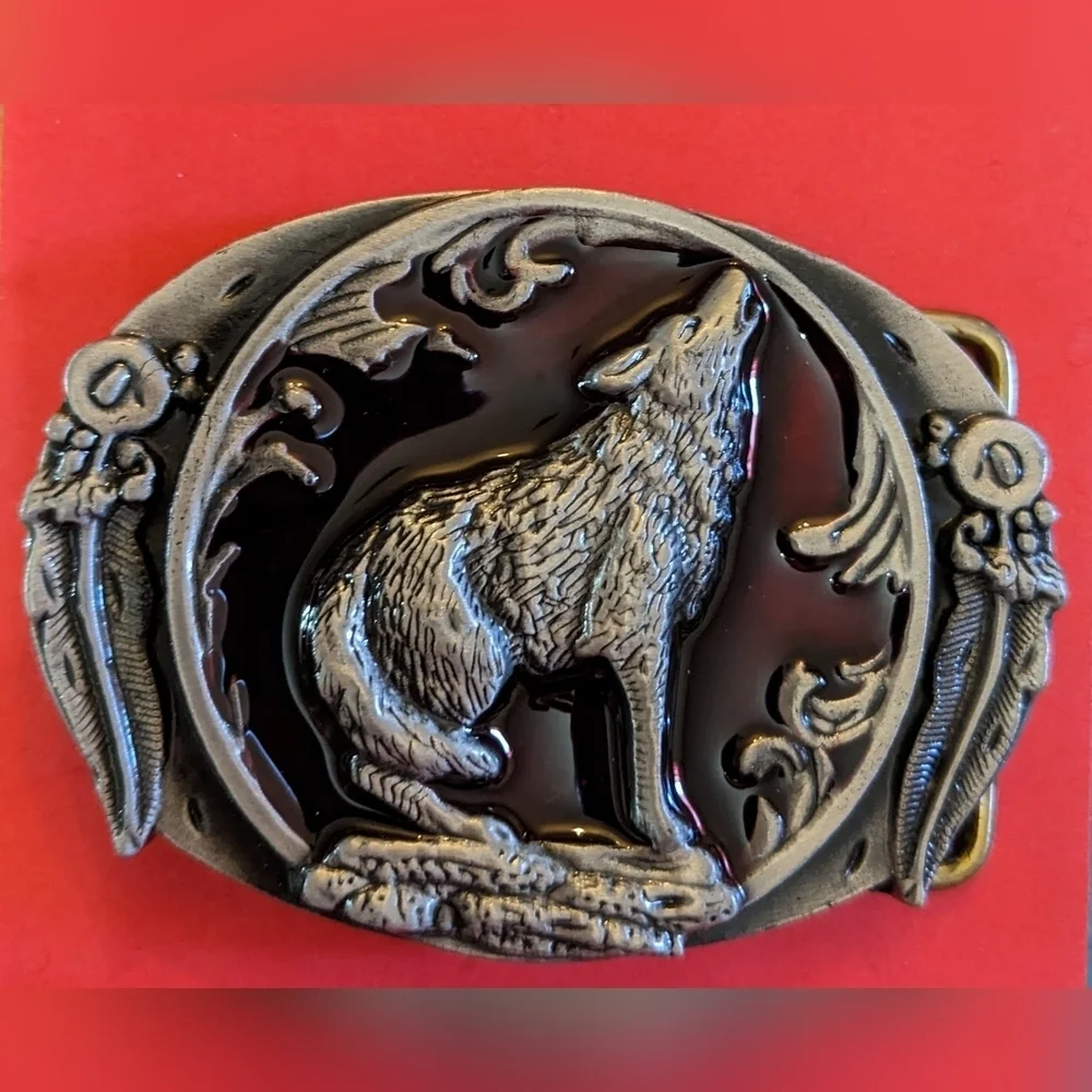 Western Howling Wolf Belt Buckle Silver Tone Rustic Cowboy Biker Gothic T3MISB6D