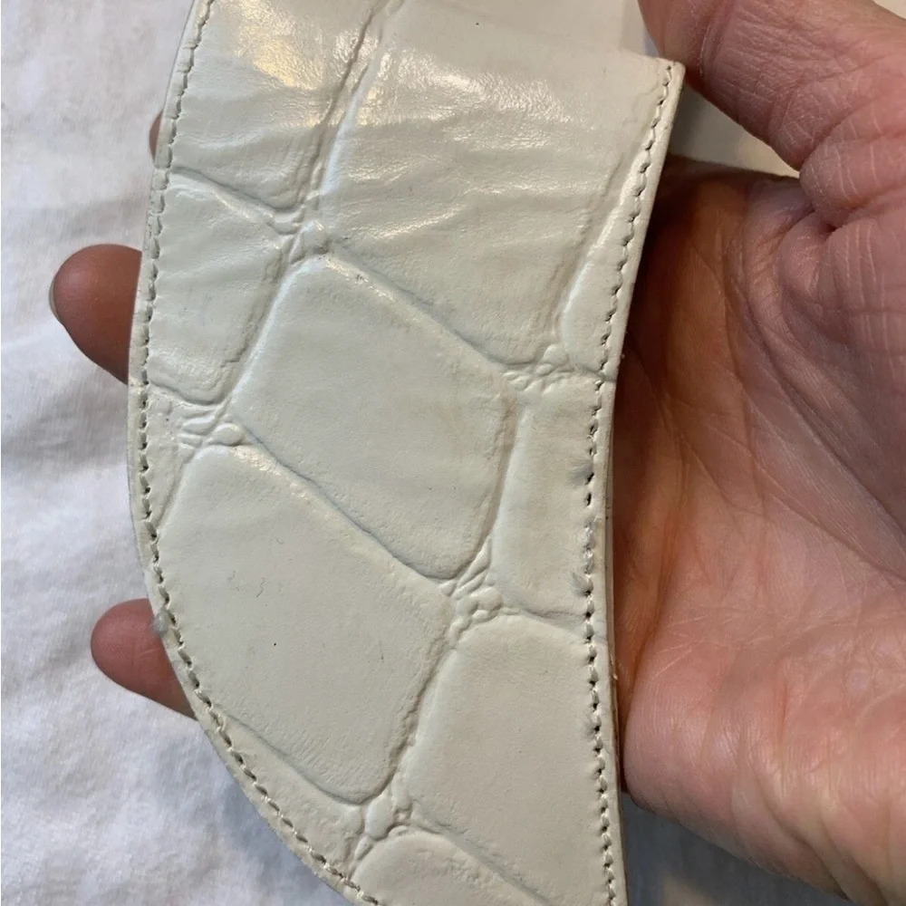 Roberto Dalpra Cream Croc Genuine Leather Bow Belt-Sz 32