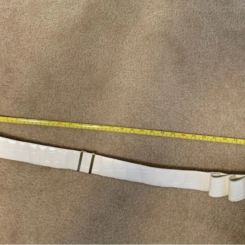 Roberto Dalpra Cream Croc Genuine Leather Bow Belt-Sz 32