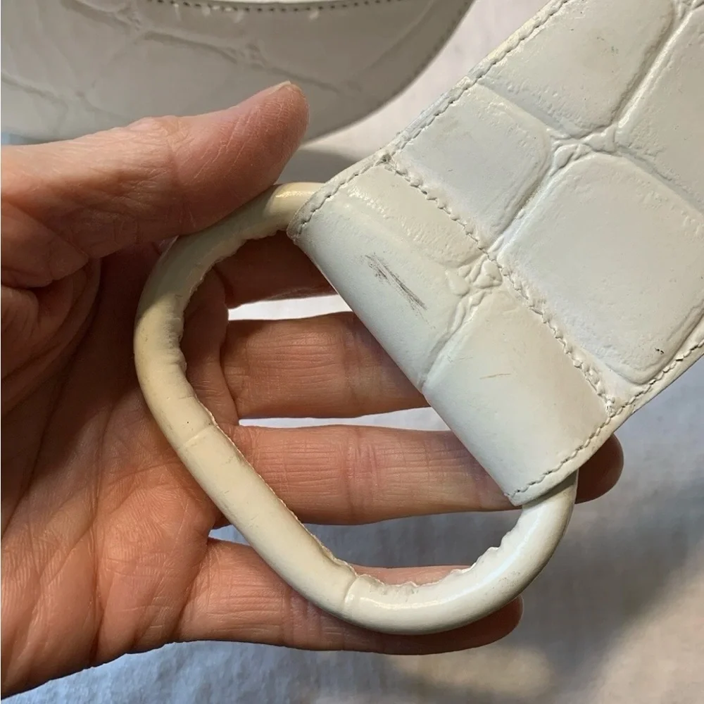 Roberto Dalpra Cream Croc Genuine Leather Bow Belt-Sz 32