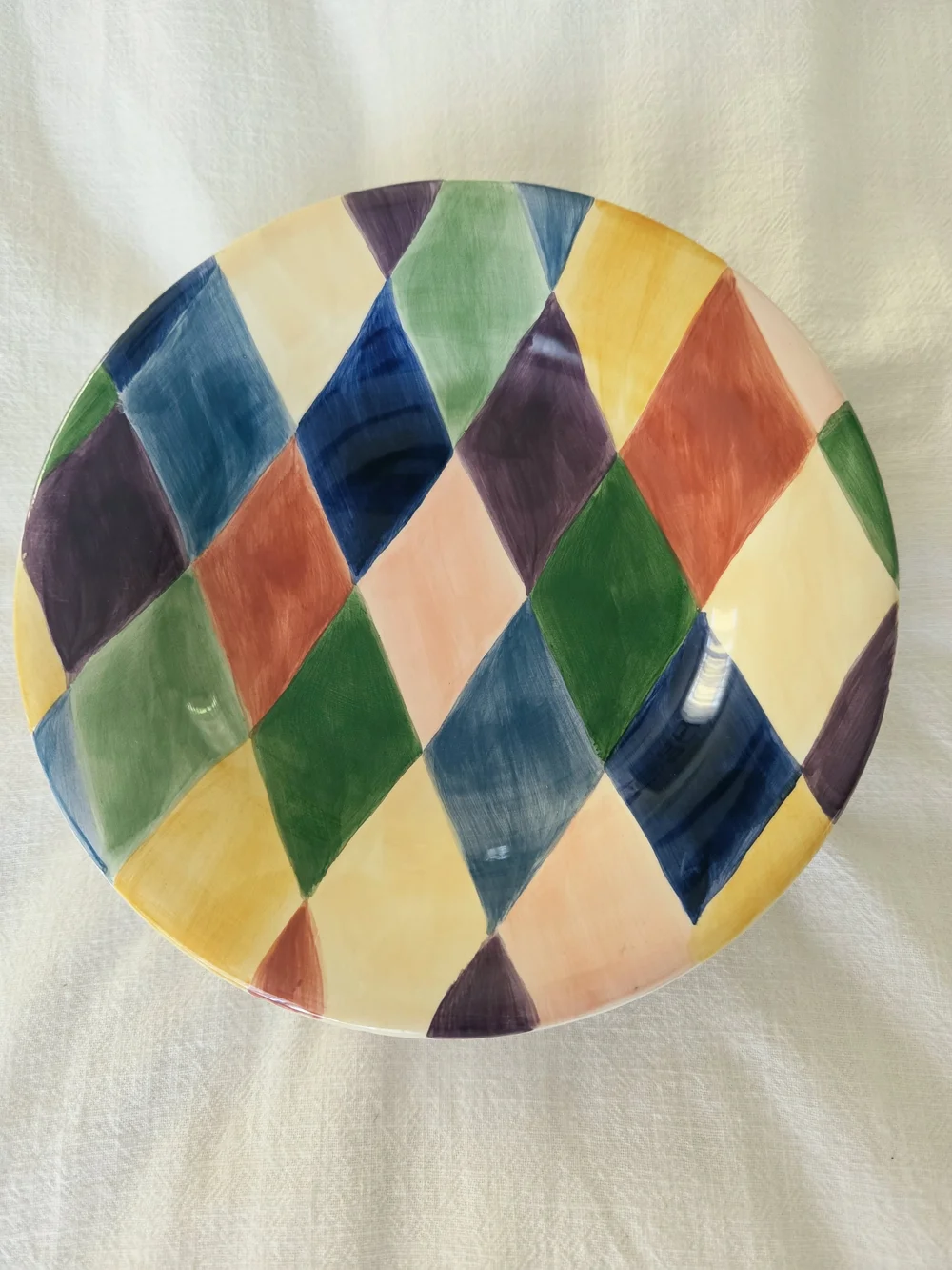 4 Carnival Multicolor Harlequin Handpainted Salad Plate by TableTops Unlimited