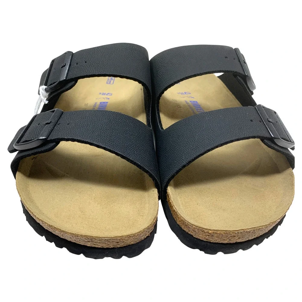 NEW Birkenstock Arizona Black Leather Soft Footbed Sandals Sz EU 43 US 10 NWB