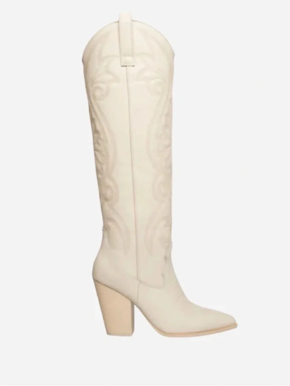 Steve Madden White Over-the-Knee Western Block Heel Boots