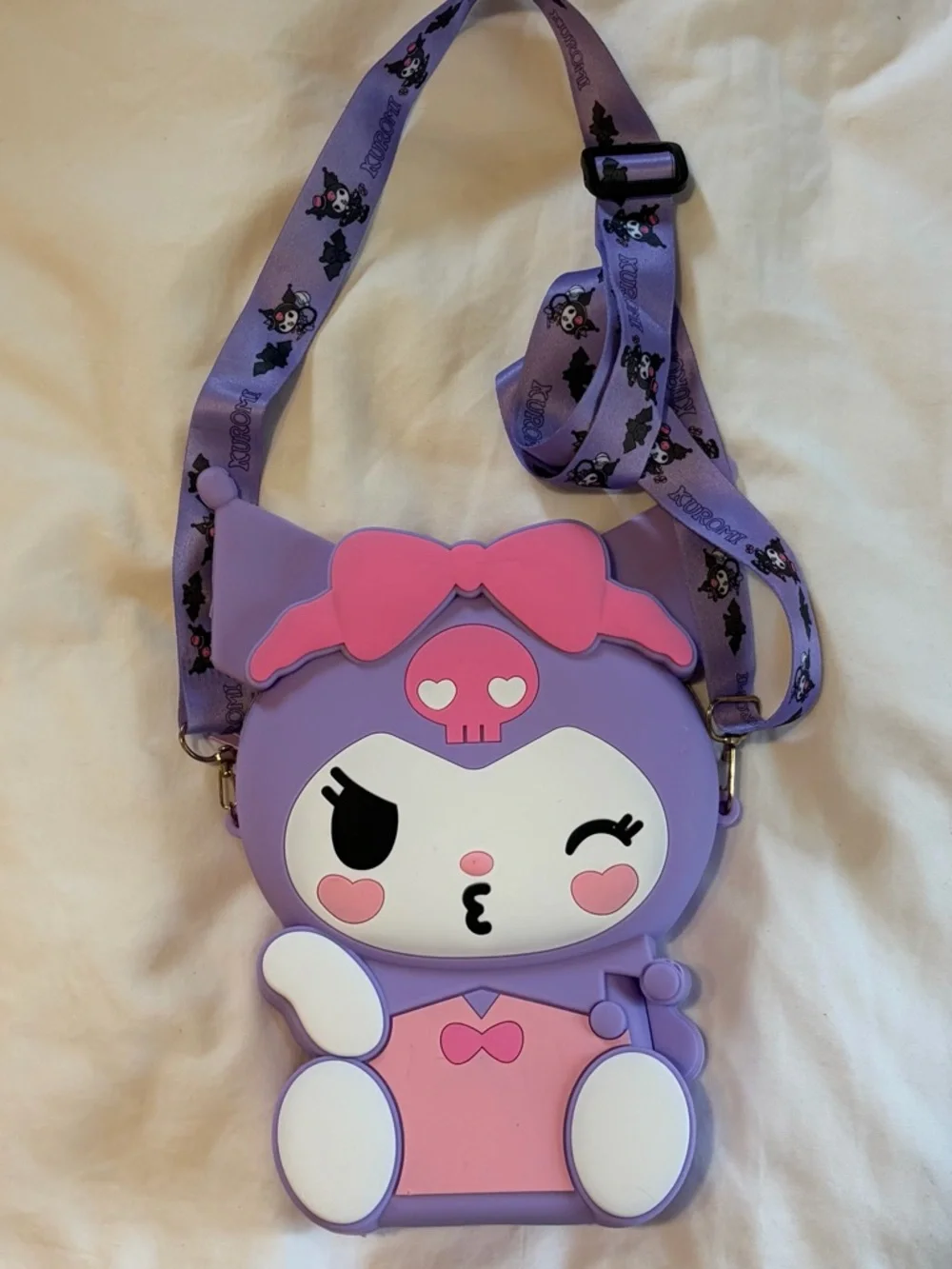 Sanrio Kuromi Purple and Pink Silicone Crossbody Bag