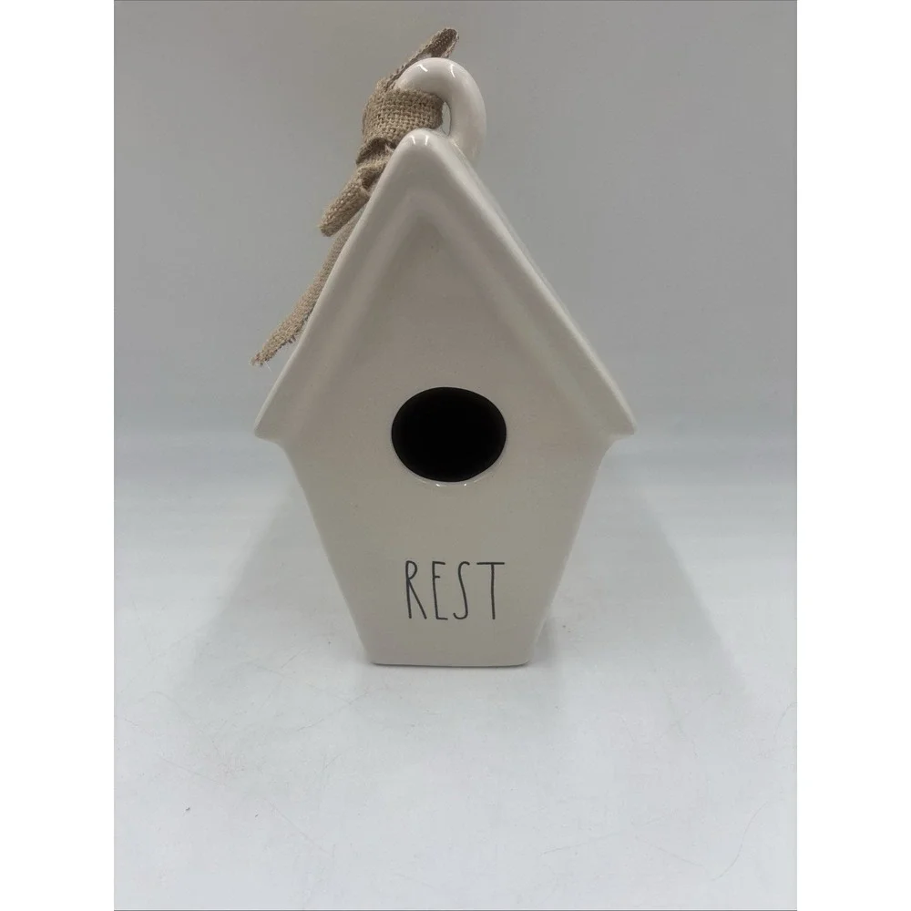 RAE DUNN White REST Ceramic BIRD HOUSE Nest SLANT ROOF Brand NEW ~ FREE SHIP!