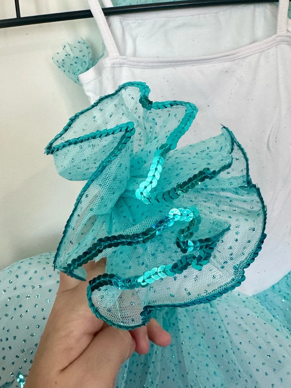 NWT Liberts Kids Sparkle Aqua Tulle Dance Costume Dress - Size: SC(6/6X)