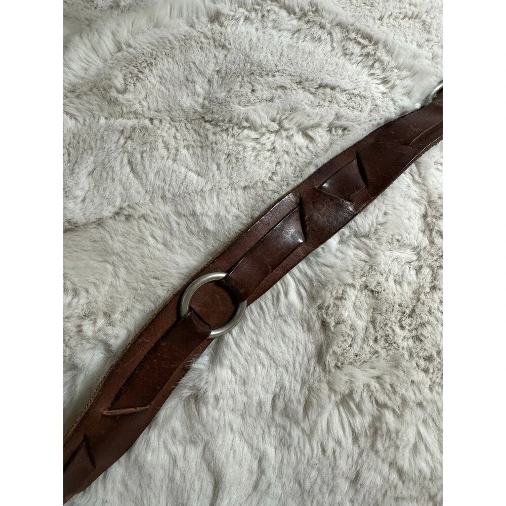Distressed Brown Leather Belt Women’s Size M Brass “O” Ring 1.5” Casual Boho