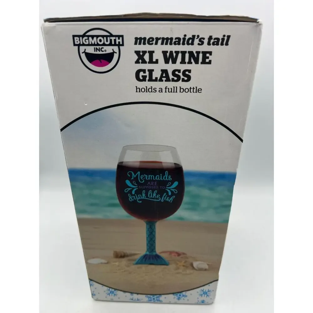 BigMouth Mermaid Tail XL Wine Glass Holds Full Bottle Novelty Stemware Gift Box
