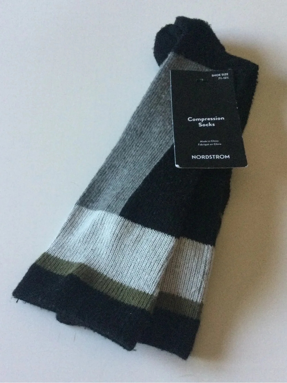 NORDSTROM MENS COMPRESSION SOCKS BLACK GRAY OS NWT