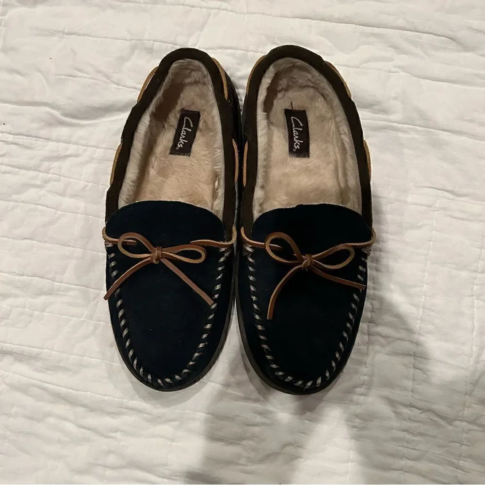 Clark’s men Sherman slippers EUC size 10 suede upper rubber bottoms