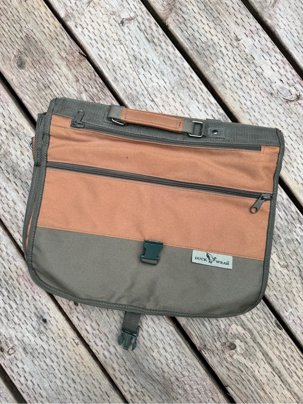 Two-Tone Olive & Tan Canvas Messenger Bag