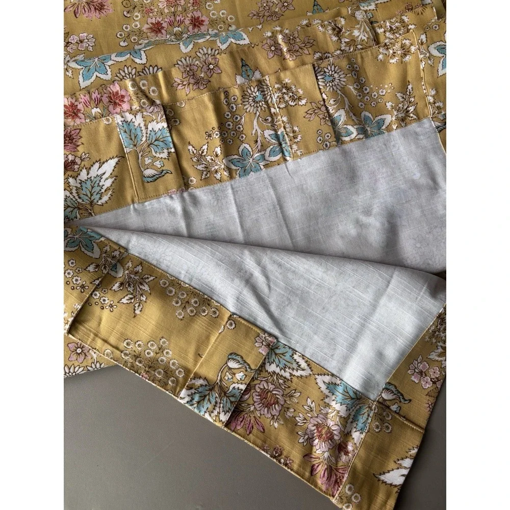 Maison D Hermine Curtain Panels Set/2 Cotton Marquise Yellow Floral 99.5x50