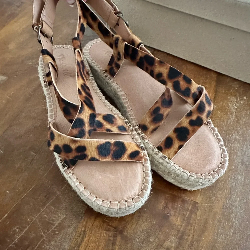 Madewell asymmetrical espadrille sandals in calf‎ hair ladies size 8 NEW AM198