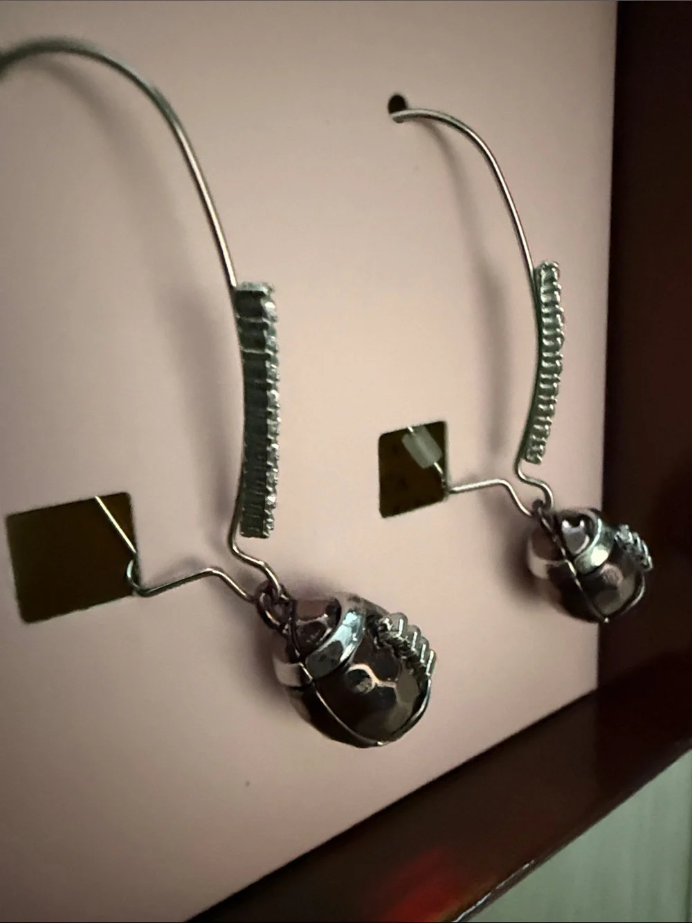 Betsey Johnson Brown Football Drop Earrings with Crystal Hooks