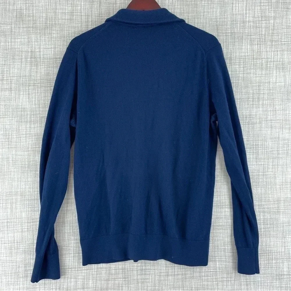 Banana Republic Sweater 1/4 Zip Merino Wool blue L mens 0654