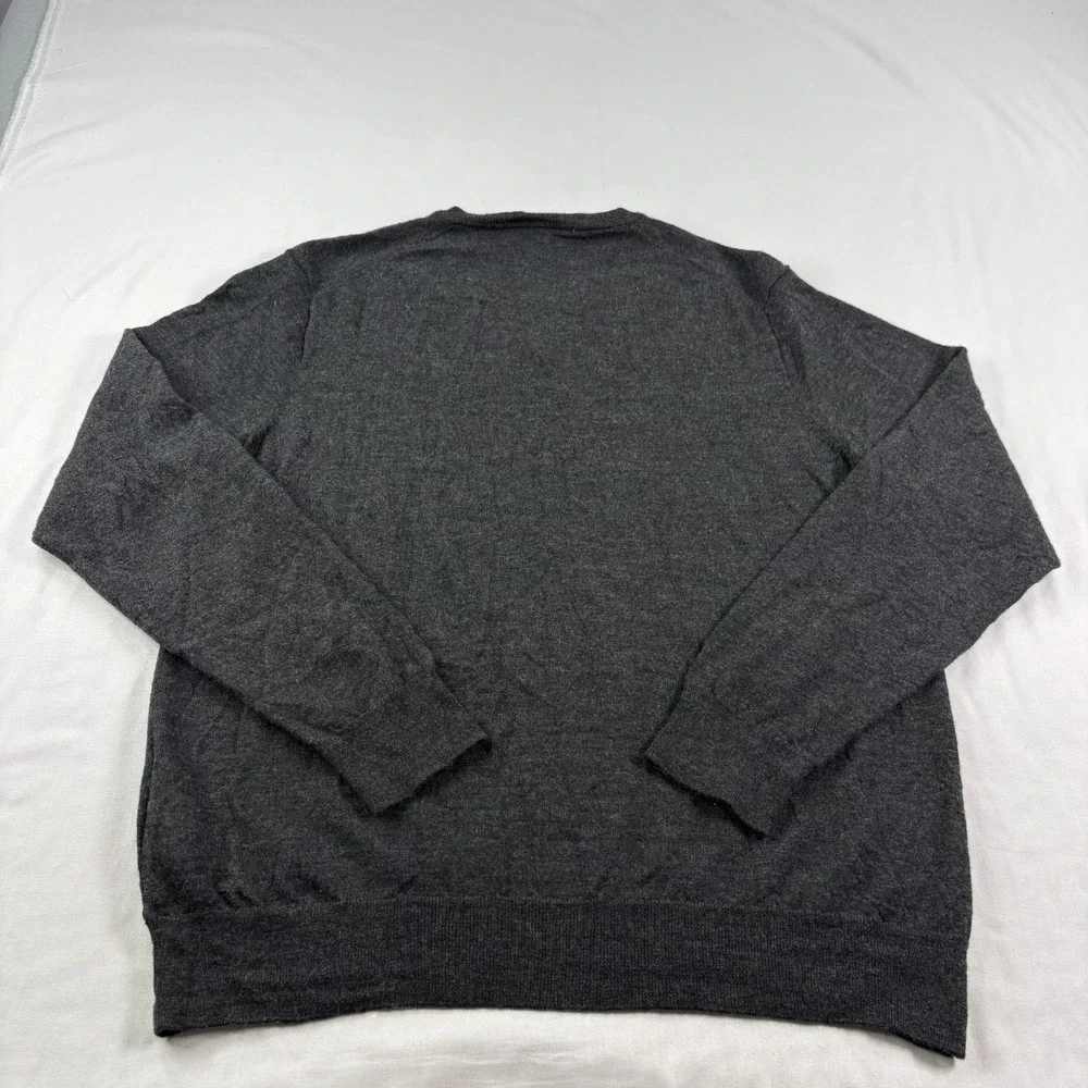 Polo Ralph Lauren Sweater Mens XL Gray Washable Merino Wool V-Neck Pullover
