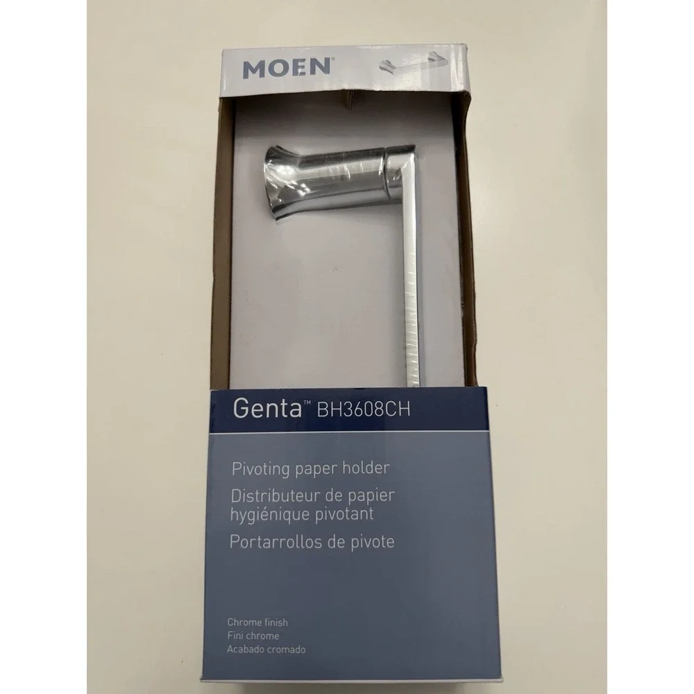 Moen Genta BH3608CH Pivoting Toilet Paper Holder Chrome New.      4032