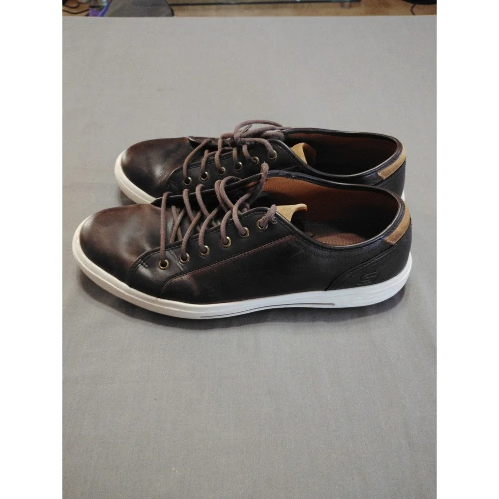 Skechers Classic Fit Me Shoes Air-Cooled Memory Foam Brown‎ Leather Preppy 13***