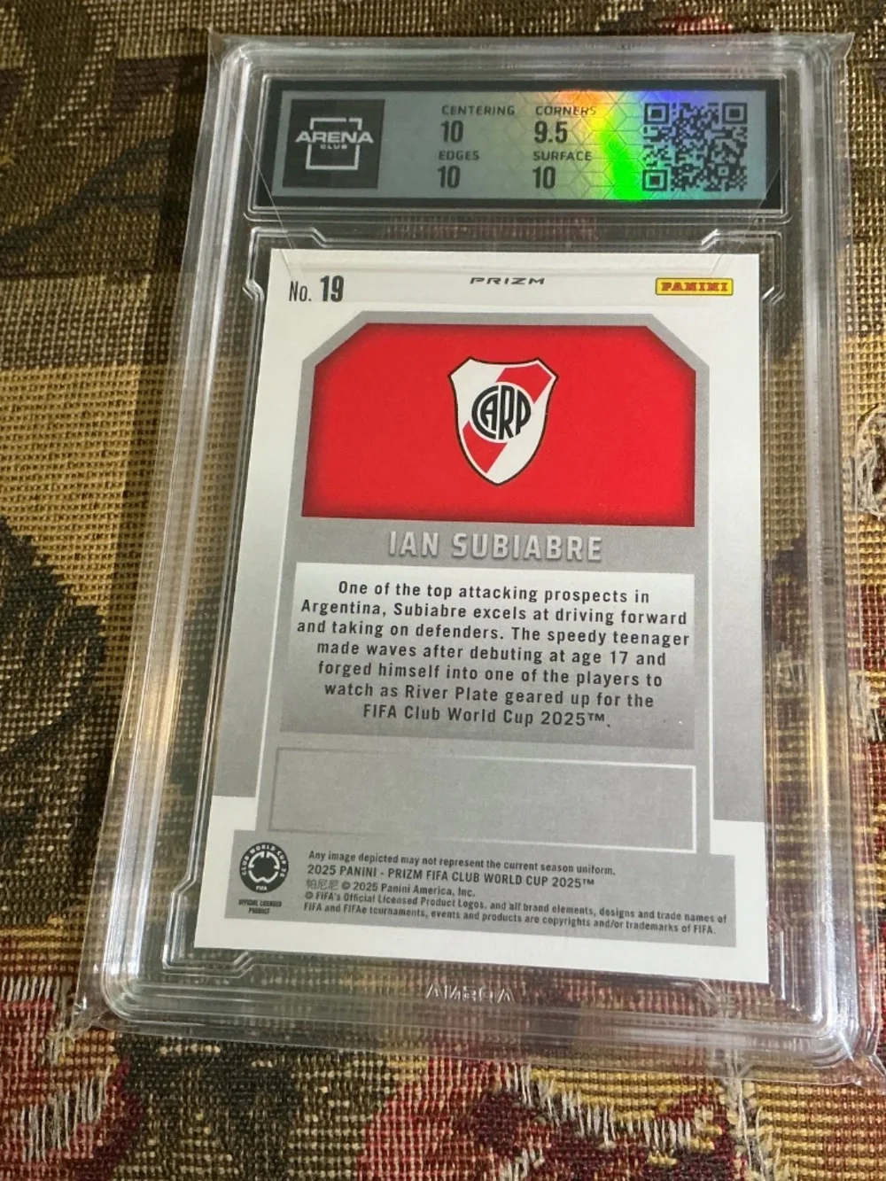 2025 Panini Prizm FIFA Club World Cup Silver Ian Subiabre New Era #19 Arena 10