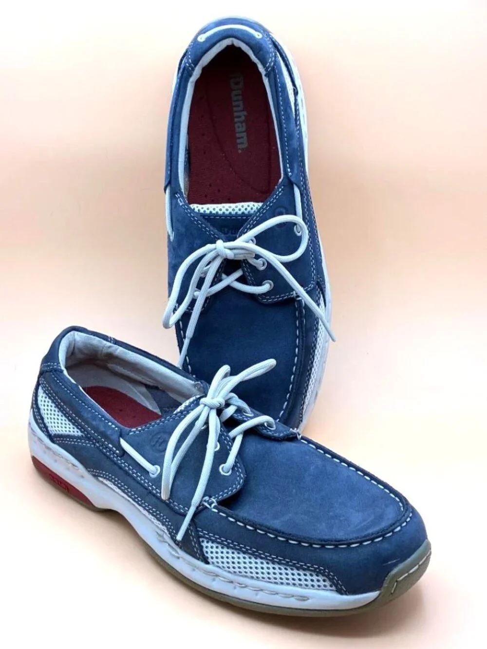 *EUC* Dunham Mens Blue Suede & Mesh Captain Boat Shoe Loafers Slip-ons, Sz 9D